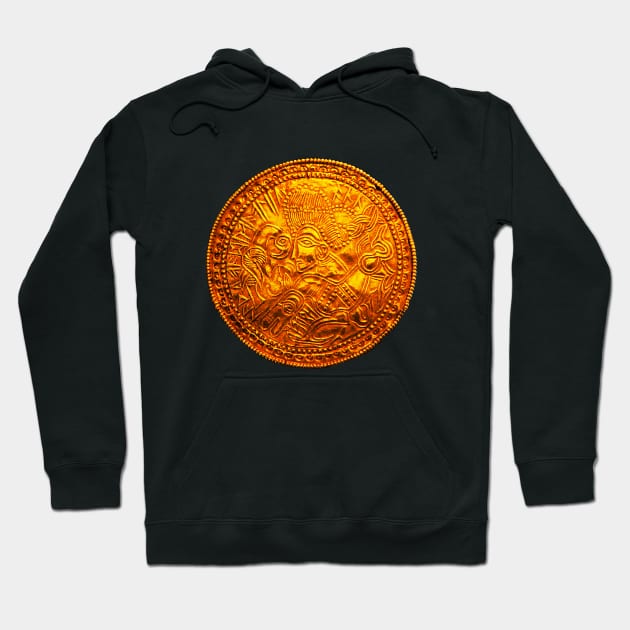 VIKING GOLD COIN WITH KNIGHT ON HORSE AND MAGIC RUNES OF ODIN Hoodie by BulganLumini